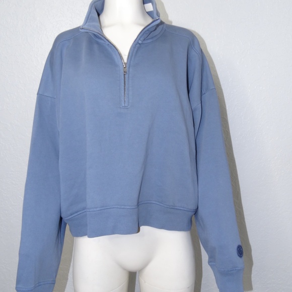 Victoria Secret Sweater Pink Size XL Soft Fleece Sweater Blue Half Zip - Picture 2 of 7